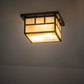 Meyda Lighting Hyde Park 17" 2-Light Craftsman Brown Double Bar Mission Flush Mount Light With Beige Iridescent Shade Glass