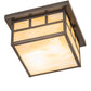 Meyda Lighting Hyde Park 17" 2-Light Craftsman Brown Double Bar Mission Flush Mount Light With Beige Iridescent Shade Glass