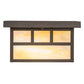 Meyda Lighting Hyde Park 17" 2-Light Craftsman Brown Double Bar Mission Flush Mount Light With Beige Iridescent Shade Glass