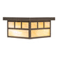 Meyda Lighting Hyde Park 17" 2-Light Craftsman Brown Double Bar Mission Flush Mount Light With Beige Iridescent Shade Glass