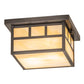 Meyda Lighting Hyde Park 17" 2-Light Craftsman Brown Double Bar Mission Flush Mount Light With Beige Iridescent Shade Glass