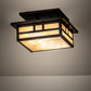 Meyda Lighting Hyde Park 17" 2-Light Craftsman Brown Double Bar Mission Flush Mount Light With Beige Iridiscent Shade Glass