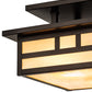 Meyda Lighting Hyde Park 17" 2-Light Craftsman Brown Double Bar Mission Flush Mount Light With Beige Iridiscent Shade Glass