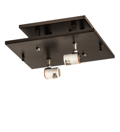Meyda Lighting Hyde Park 17" 2-Light Craftsman Brown Double Bar Mission Flush Mount Light With Beige Iridiscent Shade Glass