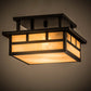 Meyda Lighting Hyde Park 17" 2-Light Craftsman Brown Double Bar Mission Flush Mount Light With Beige Sahara Taupe Idalight Shade Glass