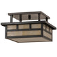 Meyda Lighting Hyde Park 17" 2-Light Craftsman Brown Double Bar Mission Flush Mount Light With Beige Sahara Taupe Idalight Shade Glass