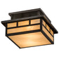 Meyda Lighting Hyde Park 17" 2-Light Craftsman Brown Double Bar Mission Flush Mount Light With Beige Sahara Taupe Idalight Shade Glass