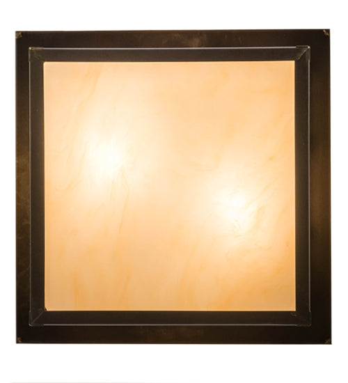Meyda Lighting Hyde Park 17" 2-Light Craftsman Brown Double Bar Mission Flush Mount Light With Beige Sahara Taupe Idalight Shade Glass