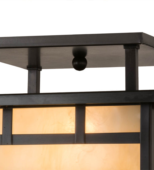 Meyda Lighting Hyde Park 17" 2-Light Craftsman Brown Double Bar Mission Flush Mount Light With Beige Sahara Taupe Idalight Shade Glass
