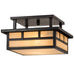 Meyda Lighting Hyde Park 17" 2-Light Craftsman Brown Double Bar Mission Flush Mount Light With Beige Sahara Taupe Idalight Shade Glass