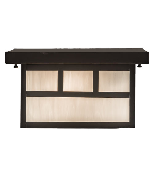 Meyda Lighting Hyde Park 17" 2-Light Craftsman Brown Double Bar Mission Flush Mount Light With White Art Shade Glass