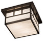 Meyda Lighting Hyde Park 17" 2-Light Craftsman Brown Double Bar Mission Flush Mount Light With White Art Shade Glass