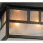 Meyda Lighting Hyde Park 17" 2-Light Craftsman Brown Flush Mount Light With Clear Seeded Shade Glass