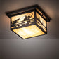 Meyda Lighting Hyde Park 17" 2-Light Craftsman Brown Fly Fisherman Flush Mount Light With Beige Iridescent Shade Glass