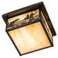 Meyda Lighting Hyde Park 17" 2-Light Craftsman Brown Fly Fisherman Flush Mount Light With Beige Iridescent Shade Glass