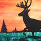 Meyda Lighting Hyde Park 17" 2-Light Craftsman Brown On Brass Deer Creek Flush Mount Light With Multi-Colored Shade Glass