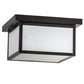 Meyda Lighting Hyde Park 17" 2-Light Craftsman Brown Prime Flush Mount Light With White Art Shade Glass