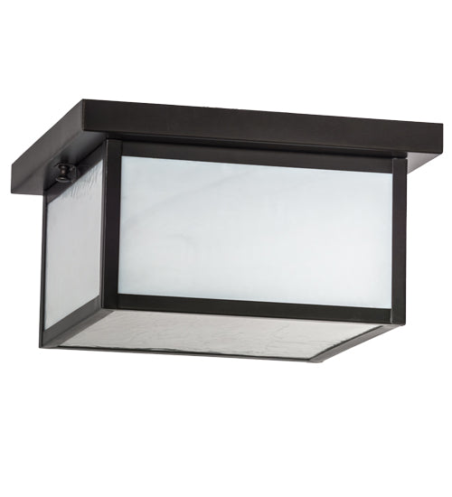 Meyda Lighting Hyde Park 17" 2-Light Craftsman Brown Prime Flush Mount Light With White Art Shade Glass