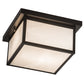 Meyda Lighting Hyde Park 17" 2-Light Craftsman Brown Prime Flush Mount Light With White Art Shade Glass