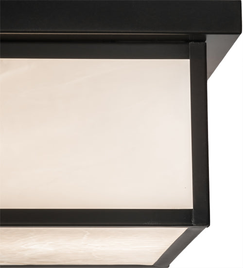 Meyda Lighting Hyde Park 17" 2-Light Craftsman Brown Prime Flush Mount Light With White Art Shade Glass