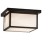 Meyda Lighting Hyde Park 17" 2-Light Craftsman Brown Prime Flush Mount Light With White Art Shade Glass