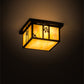 Meyda Lighting Hyde Park 17" 2-Light Craftsman Brown Sprig Flush Mount Light With Beige Iridescent Shade Glass