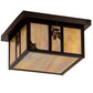 Meyda Lighting Hyde Park 17" 2-Light Craftsman Brown Sprig Flush Mount Light With Beige Iridescent Shade Glass