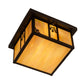 Meyda Lighting Hyde Park 17" 2-Light Craftsman Brown Sprig Flush Mount Light With Beige Iridescent Shade Glass