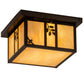 Meyda Lighting Hyde Park 17" 2-Light Craftsman Brown Sprig Flush Mount Light With Beige Iridescent Shade Glass