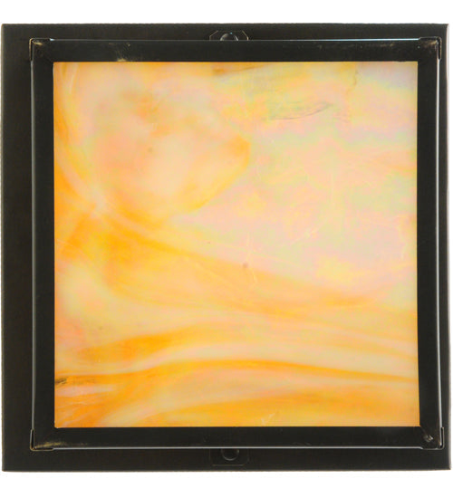 Meyda Lighting Hyde Park 17" 2-Light Craftsman Brown T Mission Flush Mount Light With Beige Art Shade Glass