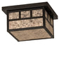 Meyda Lighting Hyde Park 17" 2-Light Craftsman Brown "T" Mission Flush Mount Light With Silver Mica Shade Glass