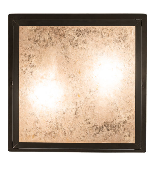 Meyda Lighting Hyde Park 17" 2-Light Craftsman Brown "T" Mission Flush Mount Light With Silver Mica Shade Glass