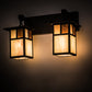 Meyda Lighting Hyde Park 17" 2-Light Craftsman Brown "T" Mission Vanity Light With Beige Iridescent And Amber Mica Shade Glass