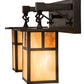Meyda Lighting Hyde Park 17" 2-Light Craftsman Brown "T" Mission Vanity Light With Beige Iridescent And Amber Mica Shade Glass