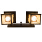 Meyda Lighting Hyde Park 17" 2-Light Craftsman Brown "T" Mission Vanity Light With Beige Iridescent And Amber Mica Shade Glass