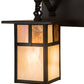 Meyda Lighting Hyde Park 17" 2-Light Craftsman Brown "T" Mission Vanity Light With Beige Iridescent And Amber Mica Shade Glass