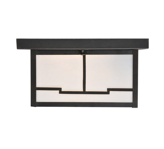 Meyda Lighting Hyde Park 17" 2-Light Craftsman Brown Valley View Flush Mount Light With White Shade Glass