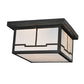 Meyda Lighting Hyde Park 17" 2-Light Craftsman Brown Valley View Flush Mount Light With White Shade Glass