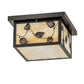 Meyda Lighting Hyde Park 17" 2-Light Craftsman Brown Vine Leaf Flush Mount Light With Beige Art Shade Glass