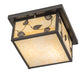 Meyda Lighting Hyde Park 17" 2-Light Craftsman Brown Vine Leaf Flush Mount Light With Beige Art Shade Glass