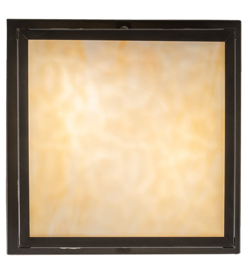 Meyda Lighting Hyde Park 17" 2-Light Craftsman Brown Vine Leaf Flush Mount Light With Beige Art Shade Glass