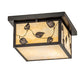 Meyda Lighting Hyde Park 17" 2-Light Craftsman Brown Vine Leaf Flush Mount Light With Beige Art Shade Glass