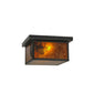 Meyda Lighting Hyde Park 17" 2-Light Craftsman Brown Winter Pine Flush Mount Light With Amber Mica Shade Glass