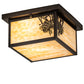 Meyda Lighting Hyde Park 17" 2-Light Craftsman Brown Winter Pine Flush Mount Light With Beige Shade Glass