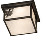 Meyda Lighting Hyde Park 17" 2-Light Craftsman Brown Winter Pine Flush Mount Light With White Art Shade Glass