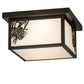 Meyda Lighting Hyde Park 17" 2-Light Craftsman Brown Winter Pine Flush Mount Light With White Art Shade Glass