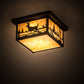 Meyda Lighting Hyde Park 17" 2-Light Textured Black Deer Creek Flush Mount Light With Beige Art Shade Glass