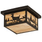 Meyda Lighting Hyde Park 17" 2-Light Textured Black Deer Creek Flush Mount Light With Beige Art Shade Glass