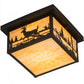 Meyda Lighting Hyde Park 17" 2-Light Textured Black Deer Creek Flush Mount Light With Beige Art Shade Glass