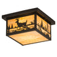 Meyda Lighting Hyde Park 17" 2-Light Textured Black Deer Creek Flush Mount Light With Beige Art Shade Glass